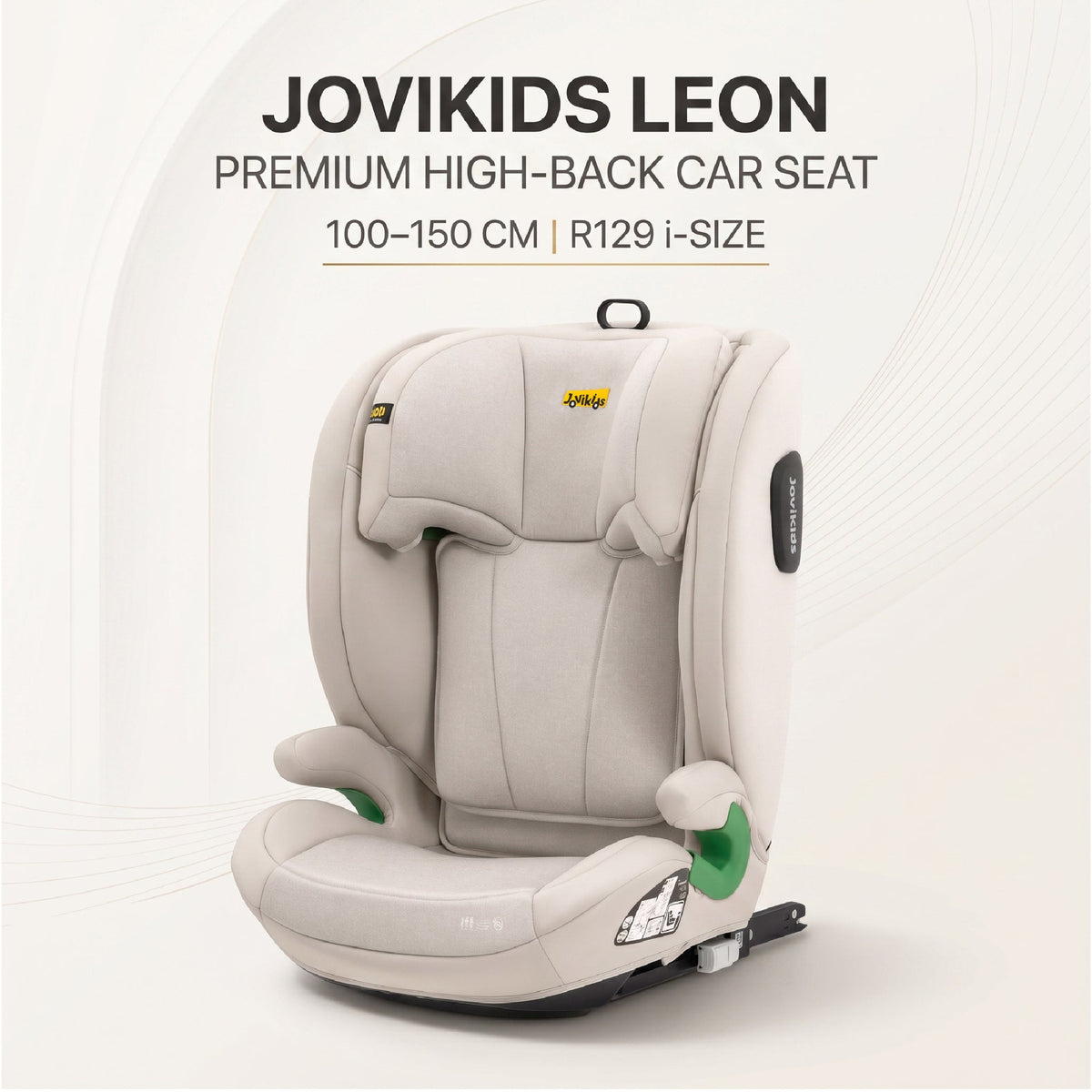 Leon I-Size Booster Car Seat with ISOFIX - Milkstone Grey