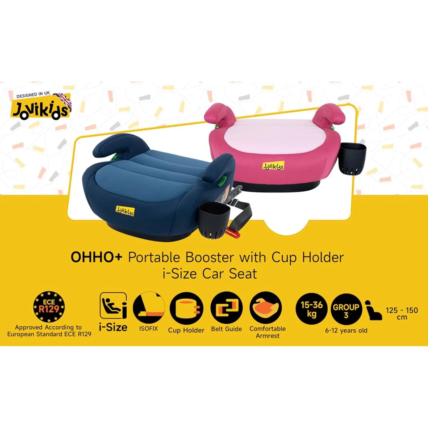Ohho Plus I-Size Booster Car Seat - Blush Pink - Jovikids