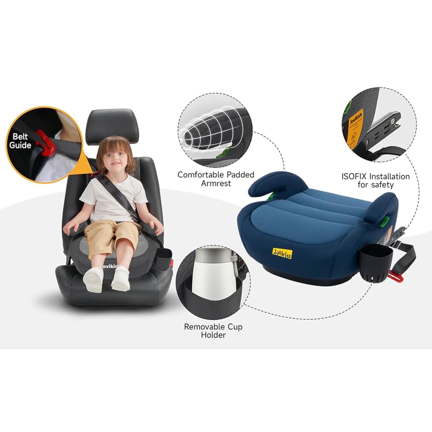Ohho Plus I-Size Booster Car Seat - Blush Pink - Jovikids