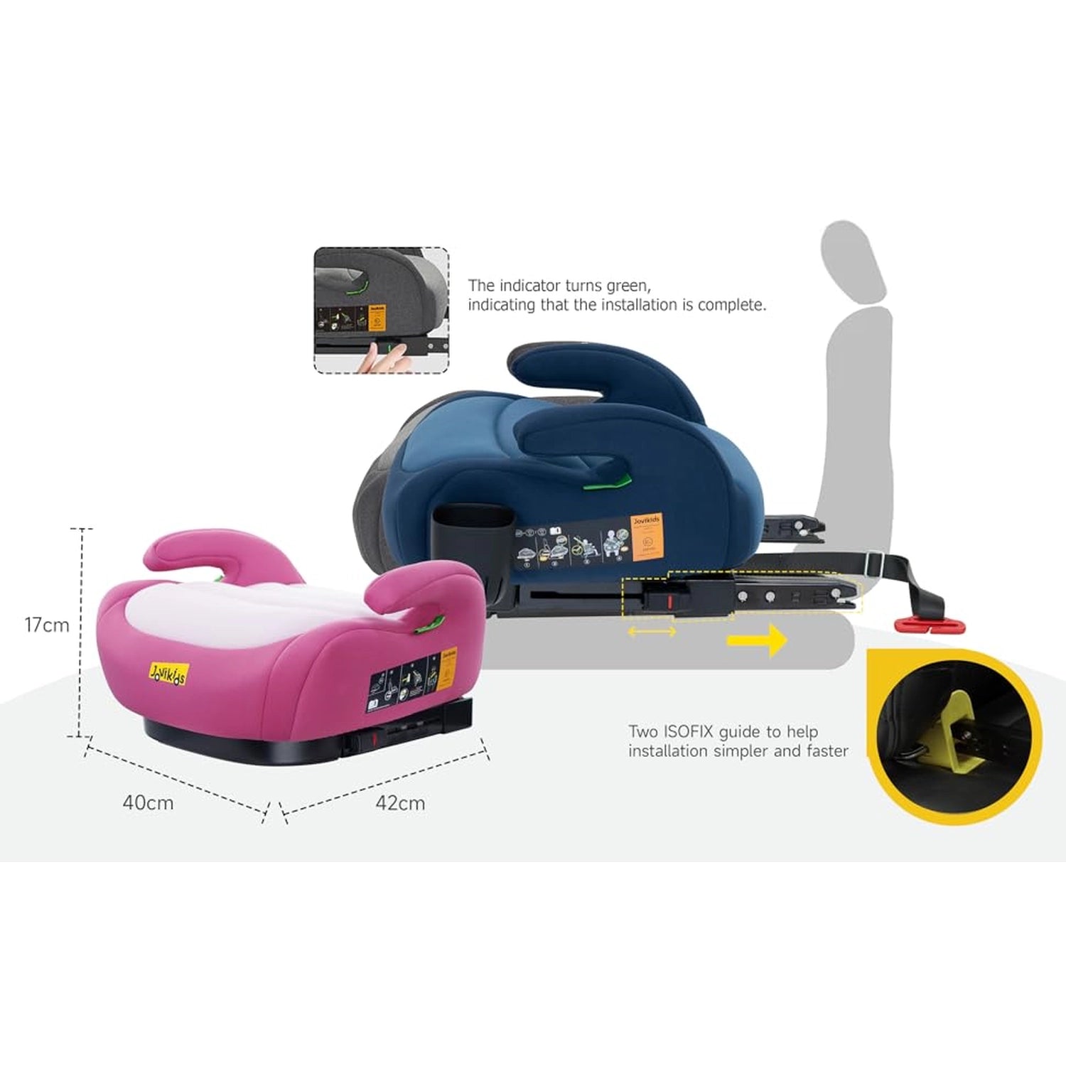 Ohho Plus I-Size Booster Car Seat - Blush Pink - Jovikids