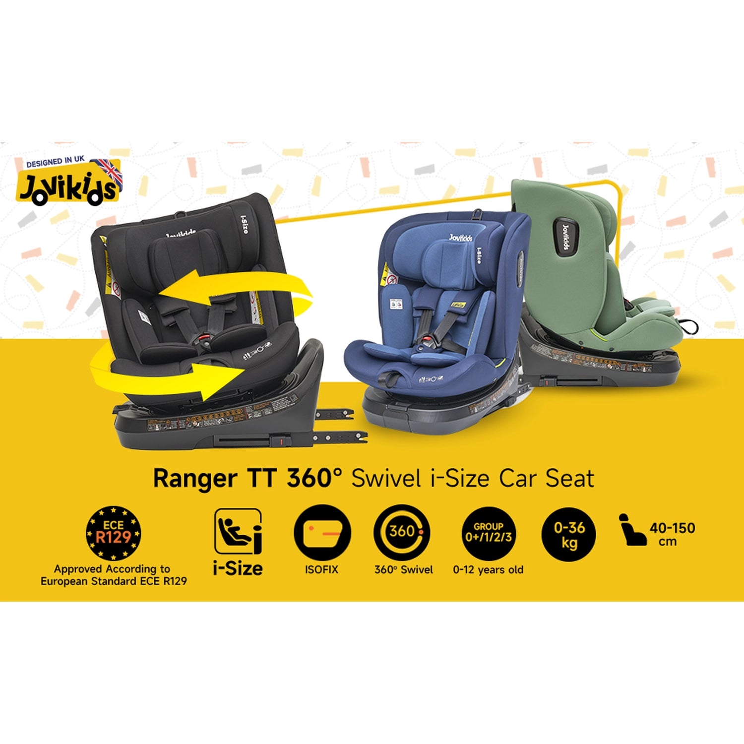 Ranger TT ISOFIX 360 Rotating Car Seat I-size - Blue - Jovikids