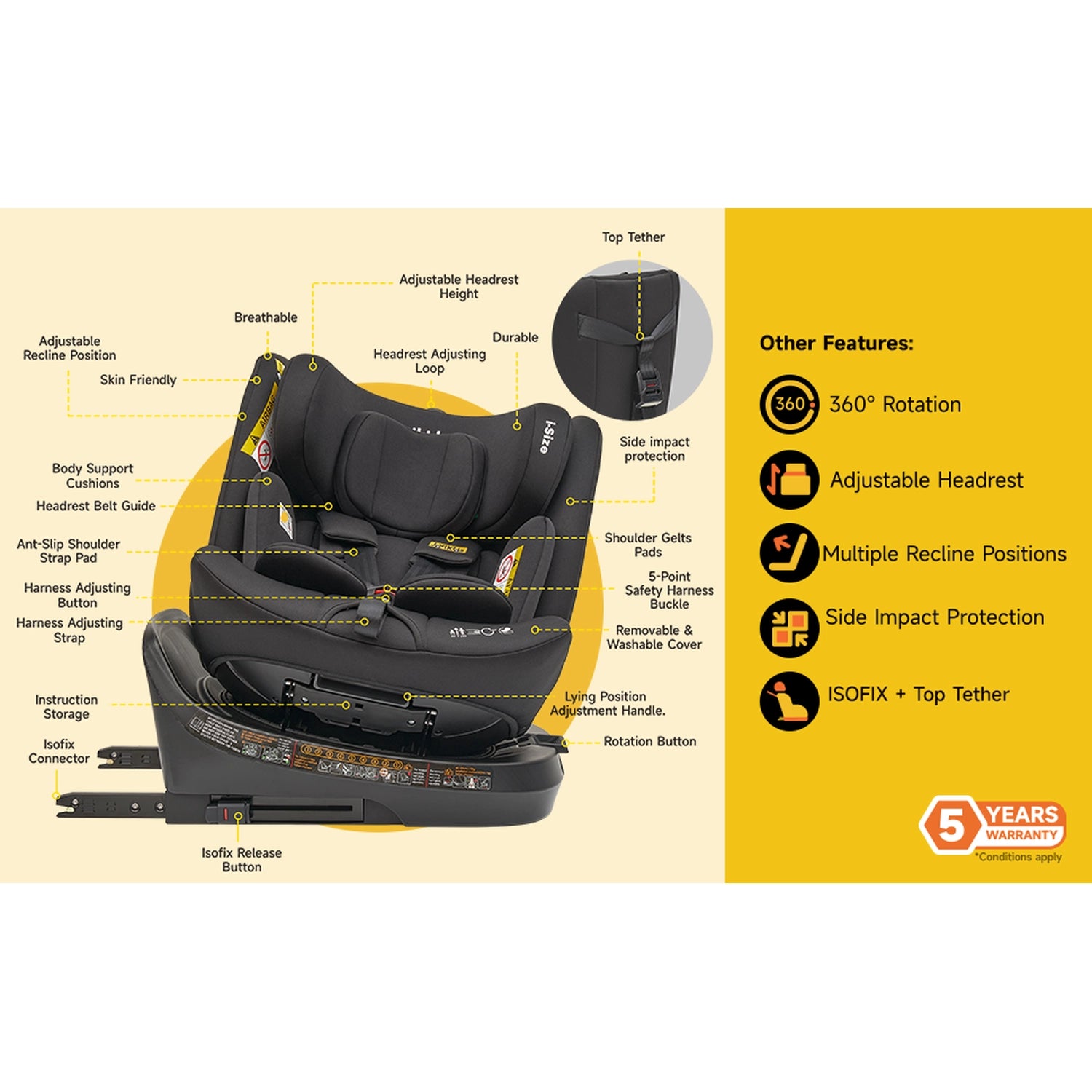 Ranger TT ISOFIX 360 Rotating Car Seat I-size - Blue - Jovikids