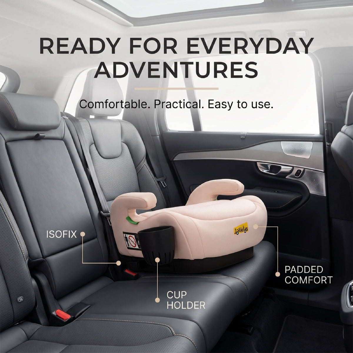 Ohho+ I-Size Booster Car Seat with Cup Holder - Rosewood Pink
