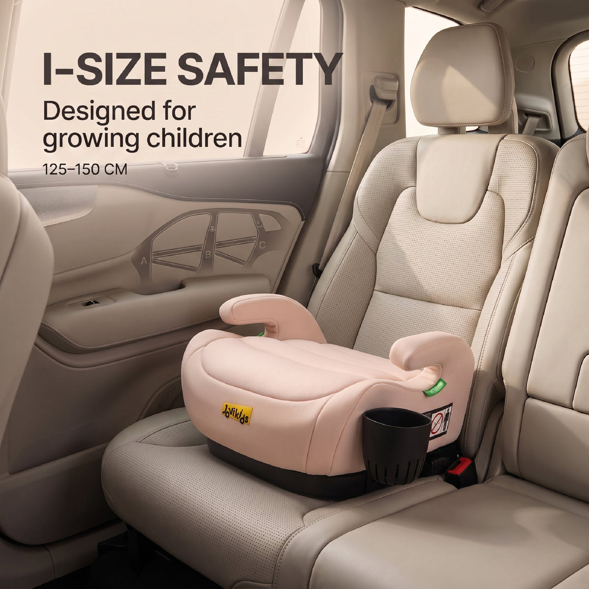 Ohho+ I-Size Booster Car Seat with Cup Holder - Rosewood Pink