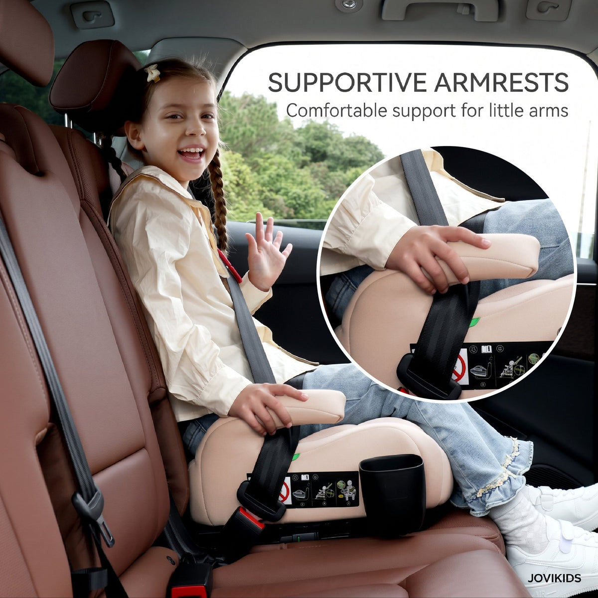 Ohho+ I-Size Booster Car Seat with Cup Holder - Rosewood Pink