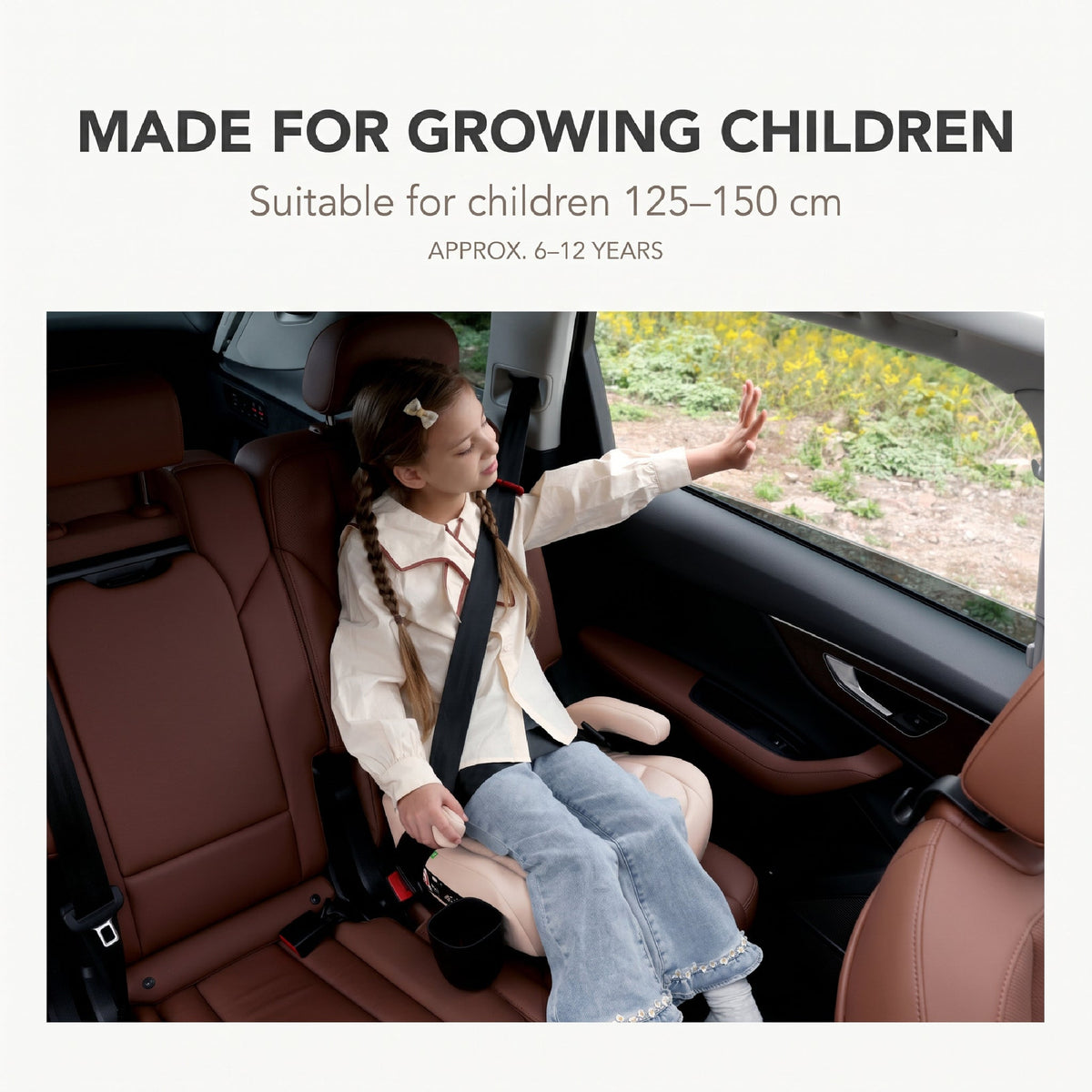 Ohho+ I-Size Booster Car Seat with Cup Holder - Rosewood Pink
