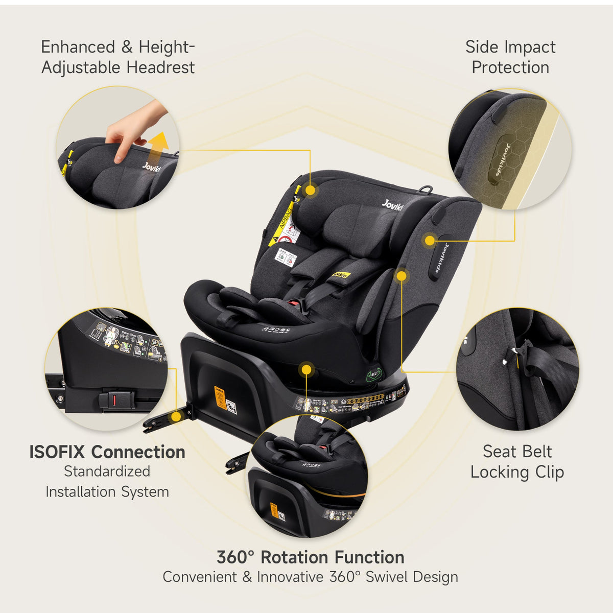 Ranger 2 360° ISOFIX Car Seat with Support Leg & Seat Protector - Twilight Black