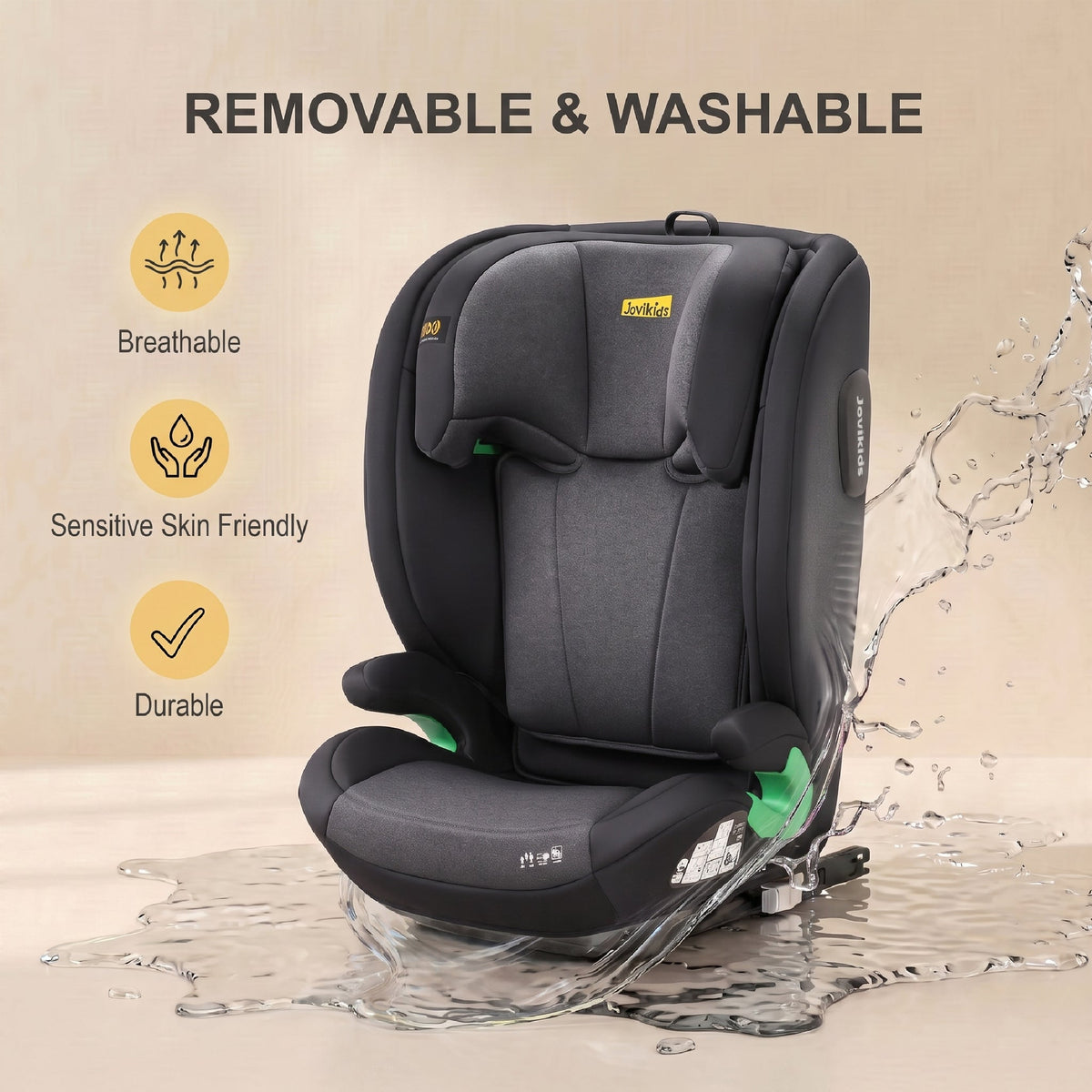 Leon I-Size Booster Car Seat with ISOFIX - Twilight Black