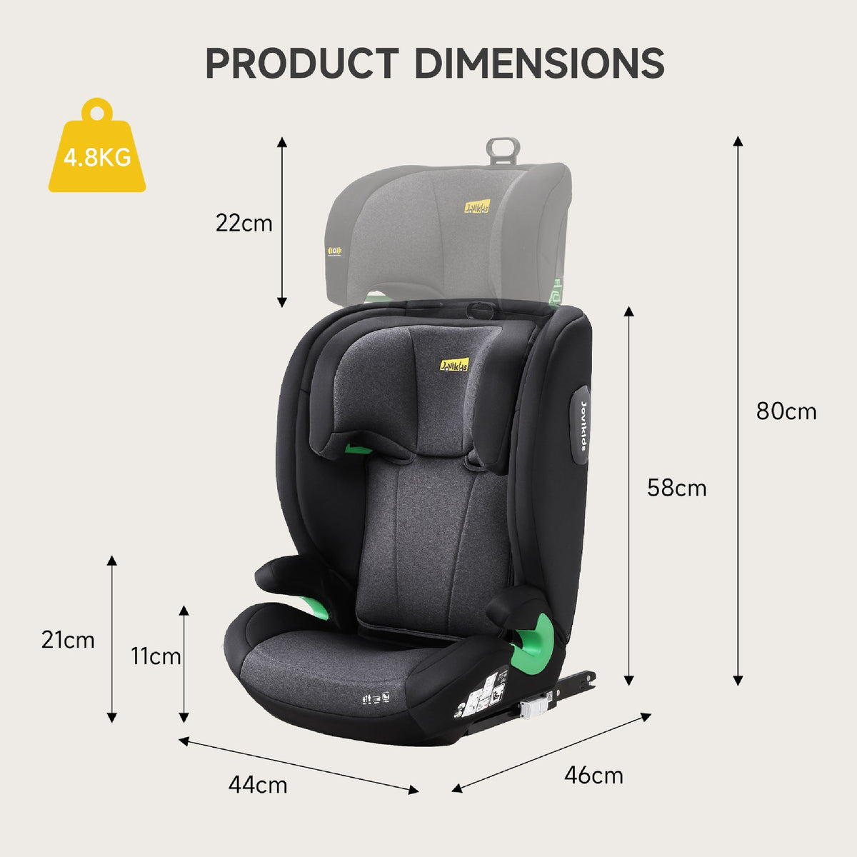 Leon I-Size Booster Car Seat with ISOFIX - Twilight Black