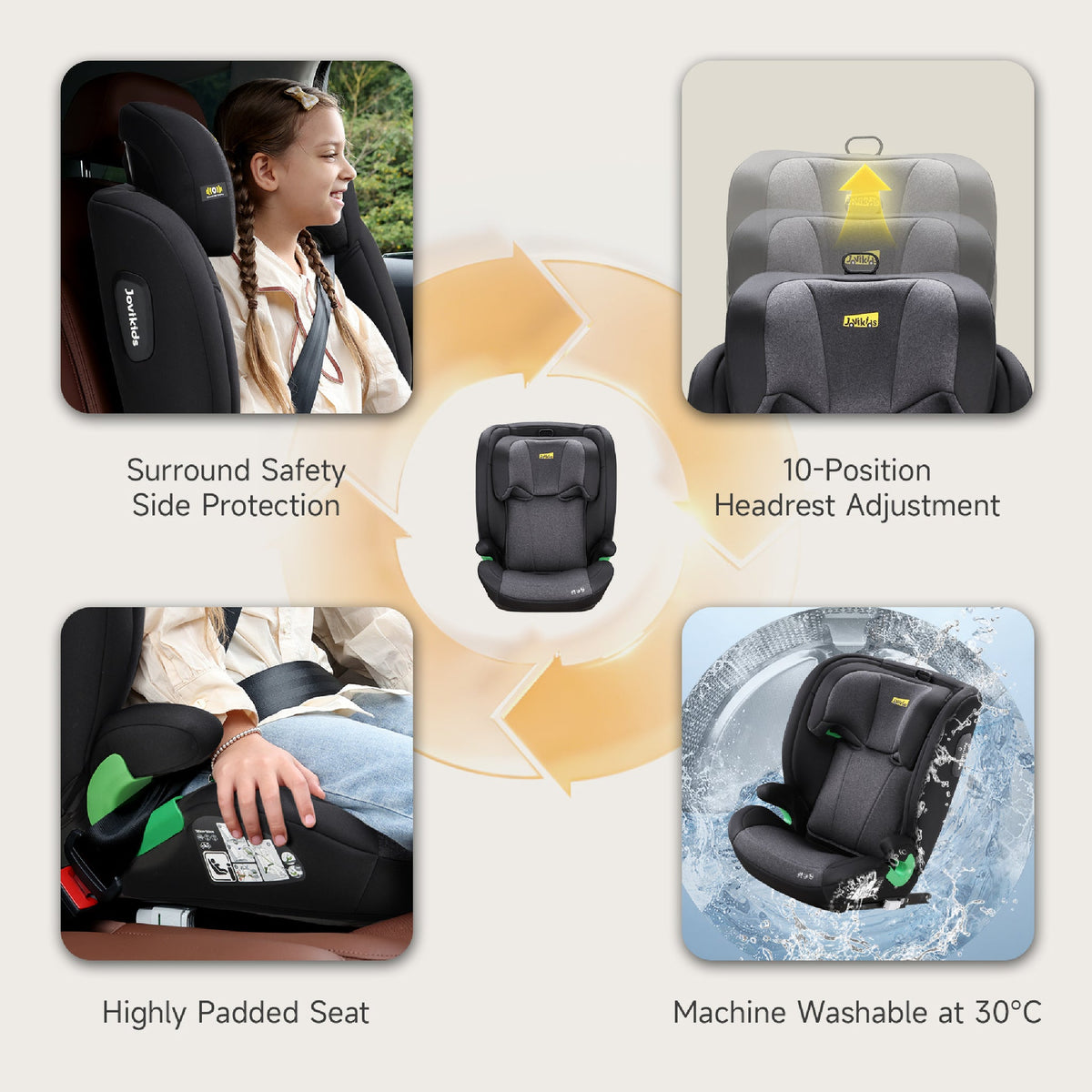 Leon I-Size Booster Car Seat with ISOFIX - Twilight Black