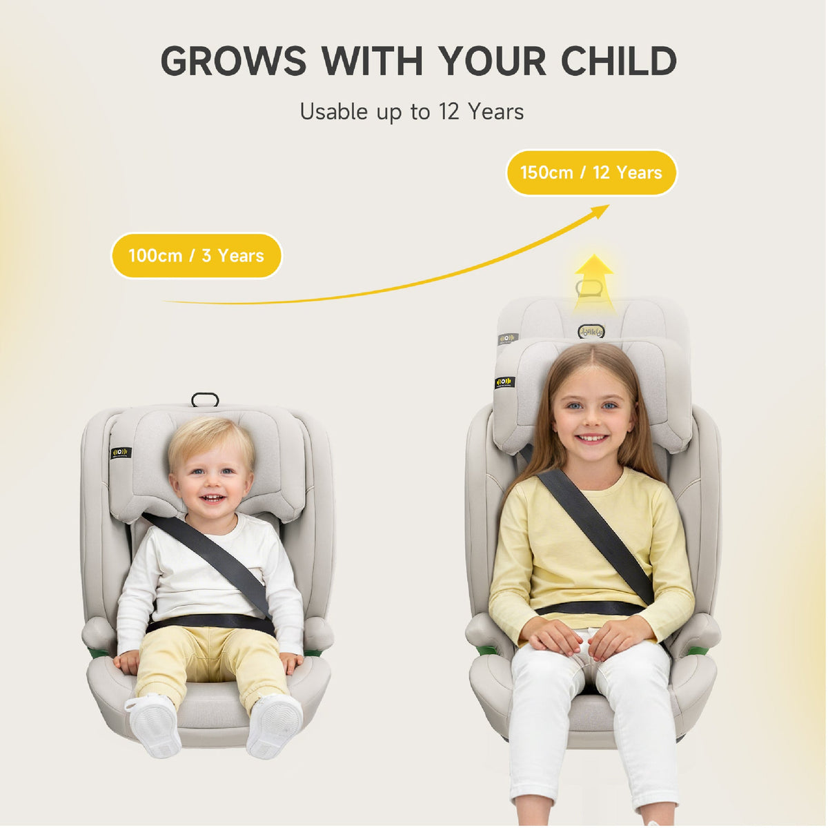Leon I-Size Booster Car Seat with ISOFIX - Milkstone Grey