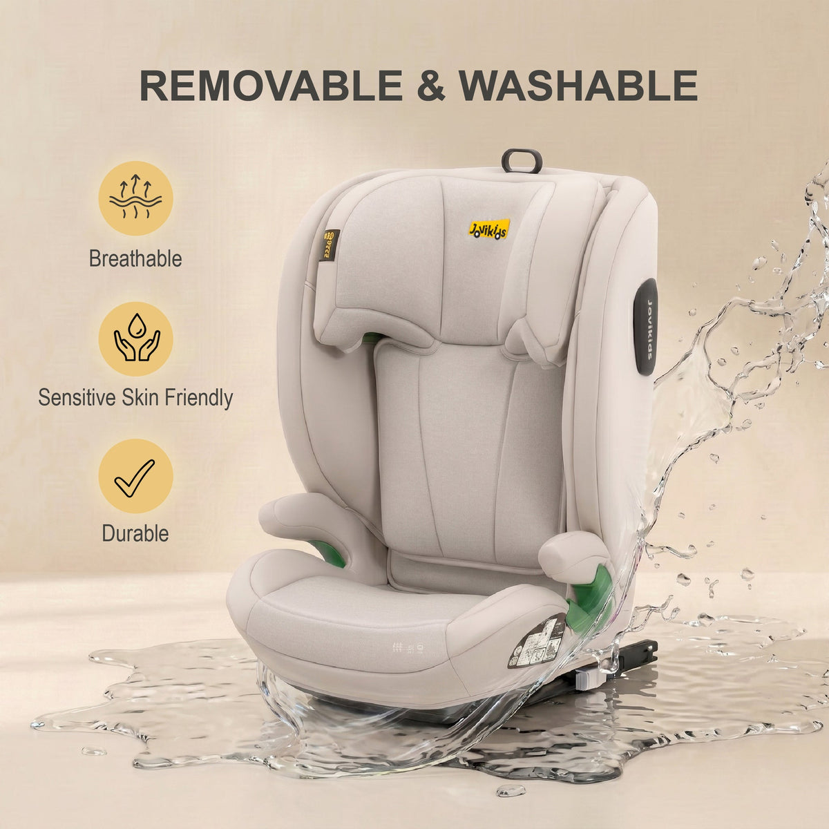 Leon I-Size Booster Car Seat with ISOFIX - Milkstone Grey