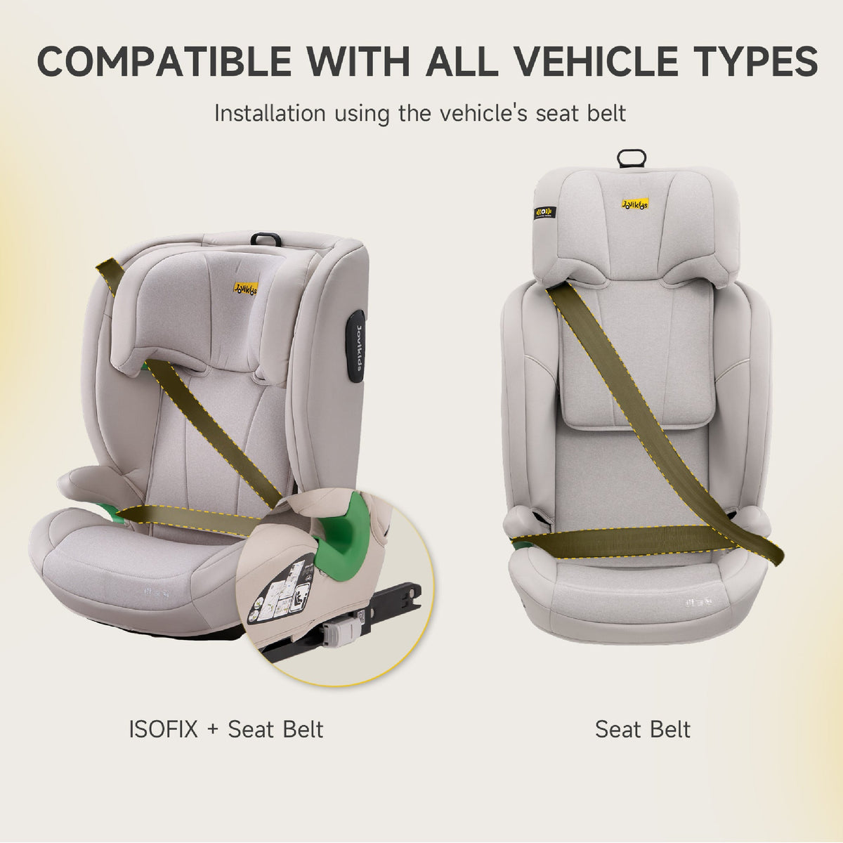 Leon I-Size Booster Car Seat with ISOFIX - Milkstone Grey