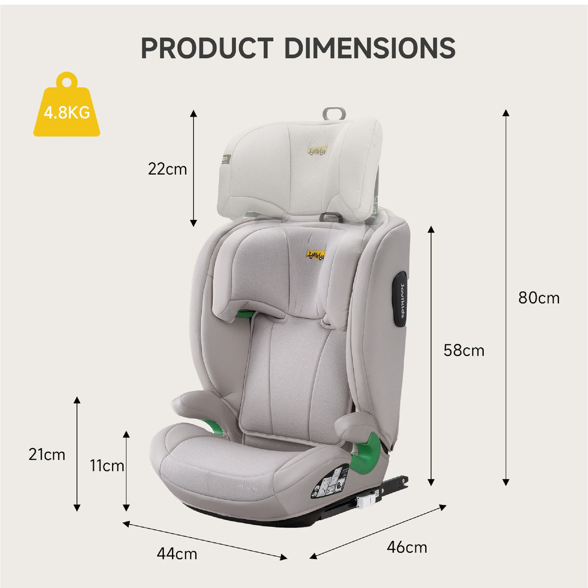 Leon I-Size Booster Car Seat with ISOFIX - Milkstone Grey