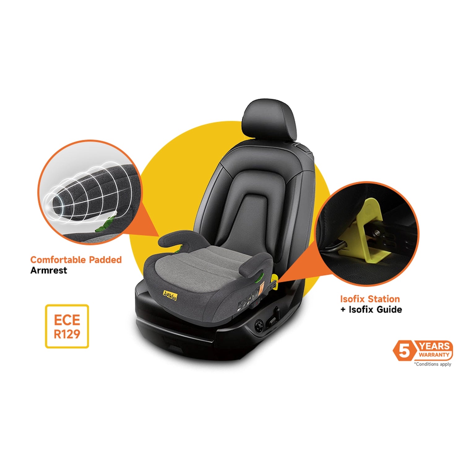 Ohho I-Size Booster Car Seat ISOFIX 6-12Y -  Pink - Jovikids